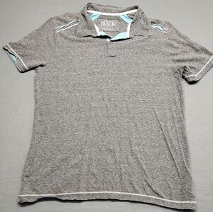 Buckle Black Gray Polo Shirt with Blue Accents